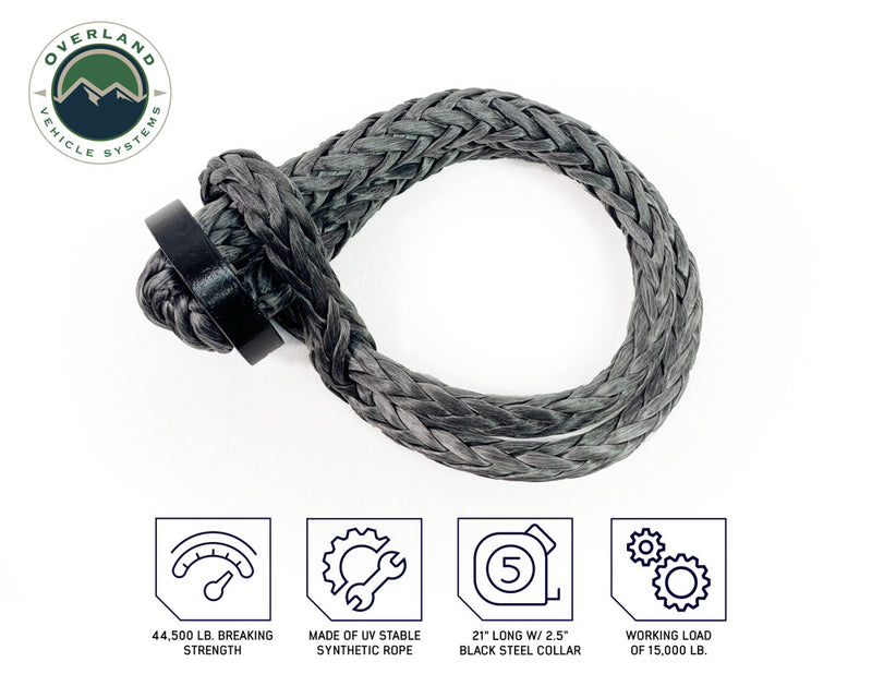 Load image into Gallery viewer, Combo Pack Soft Shackle 5/8&quot; With Collar 44,500 lb. and Recovery Ring 6.25&quot; 45,000 lb. Black - Vamoose Gear
