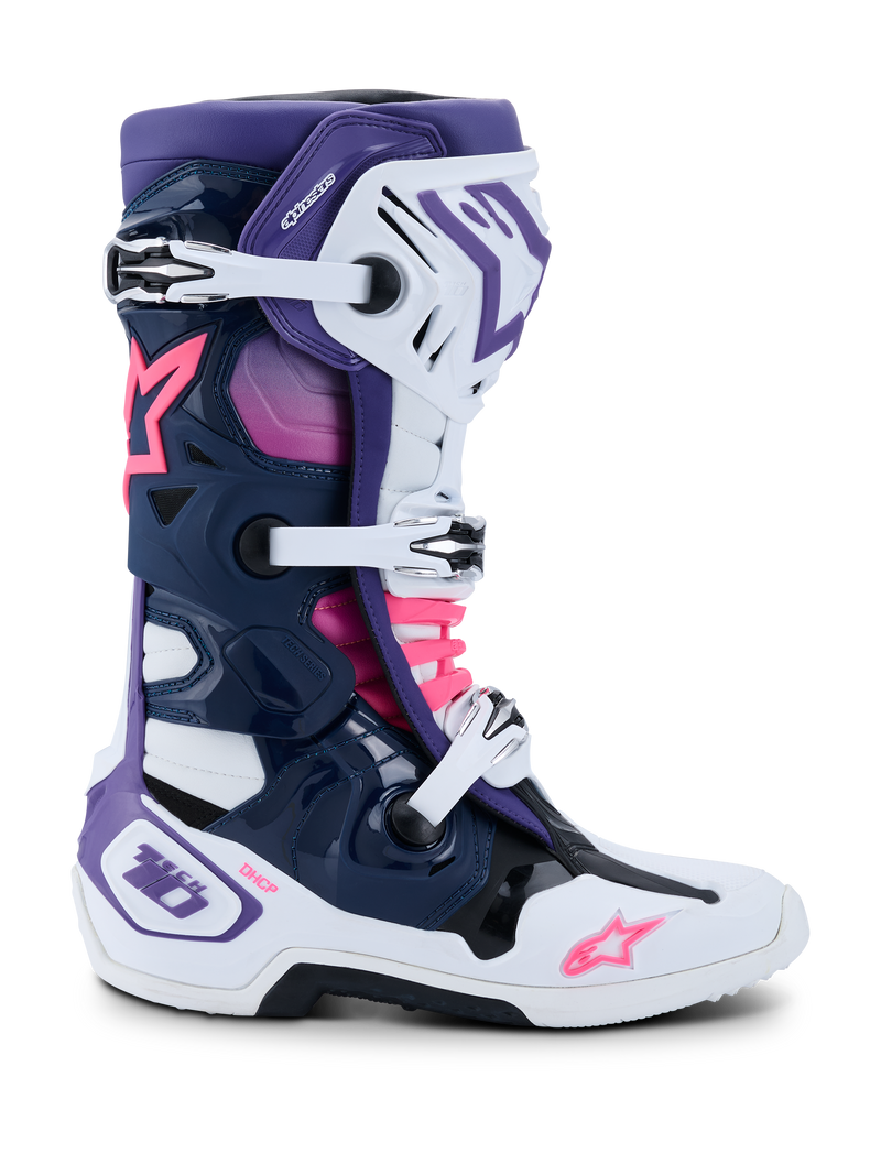 Load image into Gallery viewer, Alpinestars Tech 10 Boots - White / Violet / Navy / Pink Fluo
