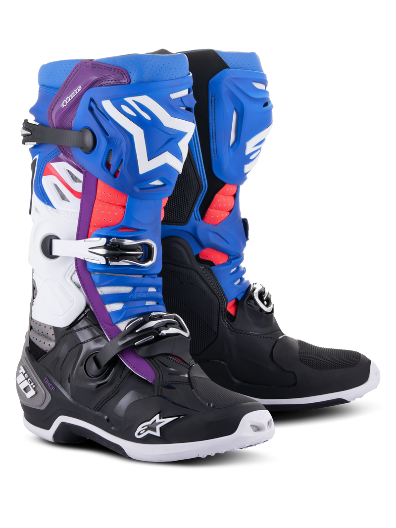 Load image into Gallery viewer, Alpinestars Tech 10 Supervented Boots - Black / Enamel Blue / Purple / White
