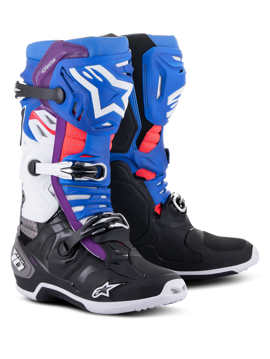 Alpinestars Tech 10 Supervented Boots - Black / Enamel Blue / Purple / White