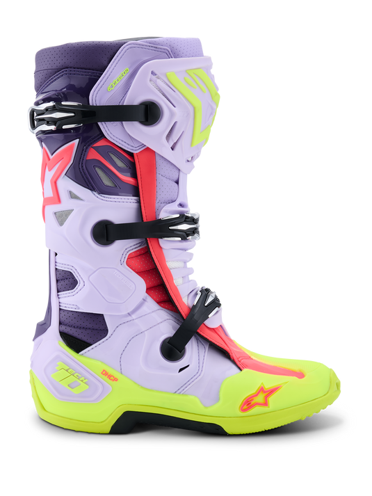 Alpinestars Tech 10 Supervented Boots - Purple / Yellow Fluo / Diva Pink