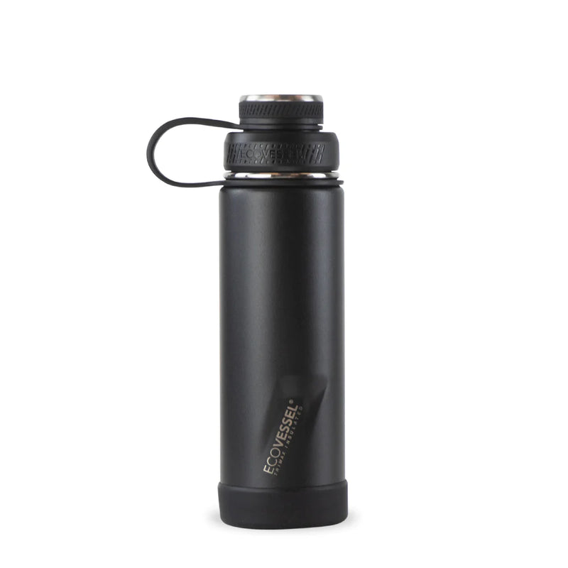 Load image into Gallery viewer, EcoVessel Boulder 20 oz Insulated Water Bottle w/ Strainer - Vamoose Gear Camping Black Shadow
