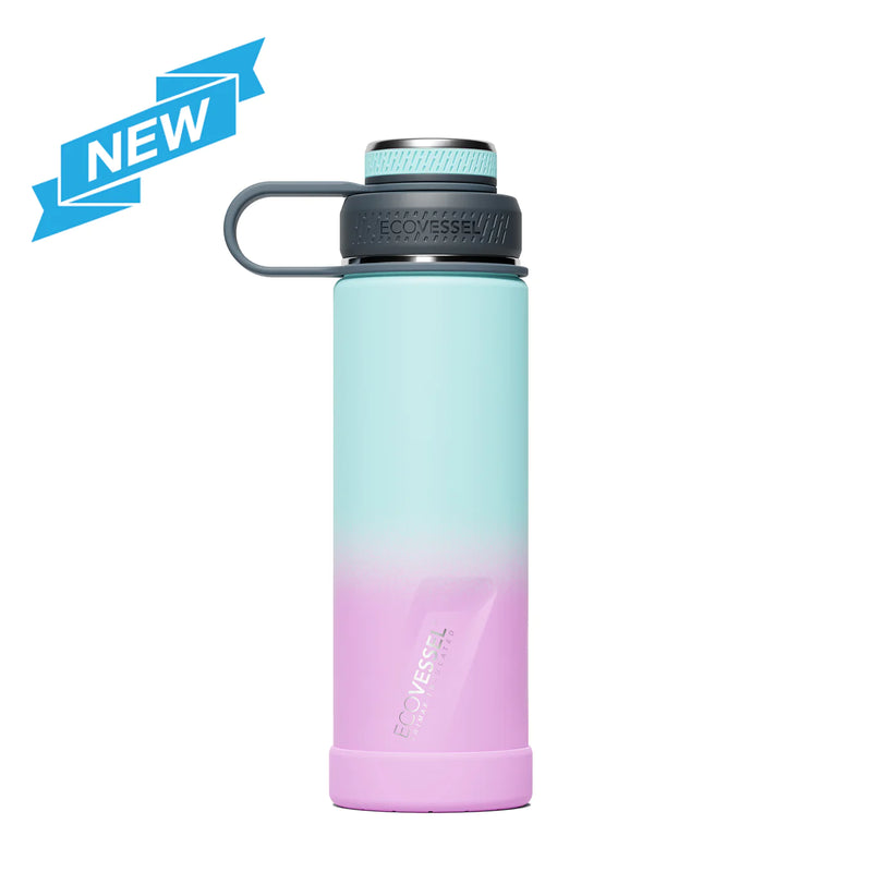 Load image into Gallery viewer, EcoVessel Boulder 20 oz Insulated Water Bottle w/ Strainer - Vamoose Gear Camping Vapor Wave
