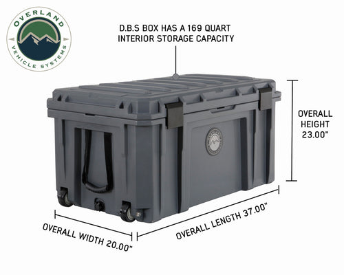 D.B.S. - Dark Grey 169 QT Dry Box with Wheels, Drain, and Bottle Opener - Vamoose Gear