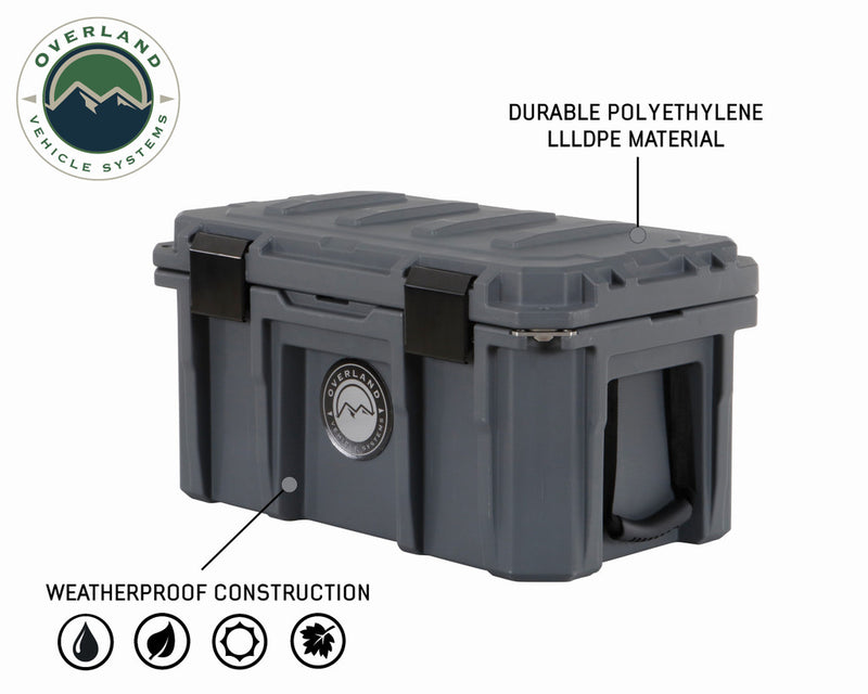 Load image into Gallery viewer, D.B.S. - Dark Grey 53 QT Dry Box with Drain, and Bottle Opener - Vamoose Gear
