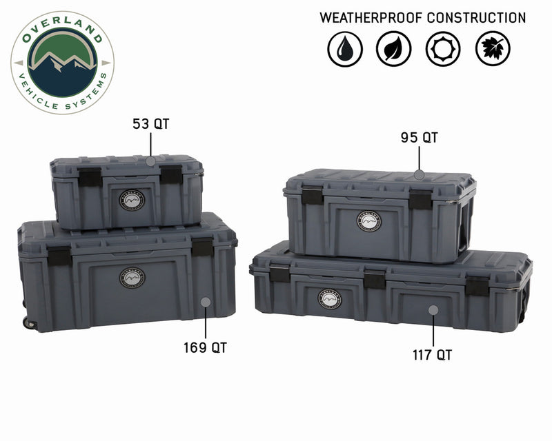 Load image into Gallery viewer, D.B.S. - Dark Grey 53 QT Dry Box with Drain, and Bottle Opener - Vamoose Gear
