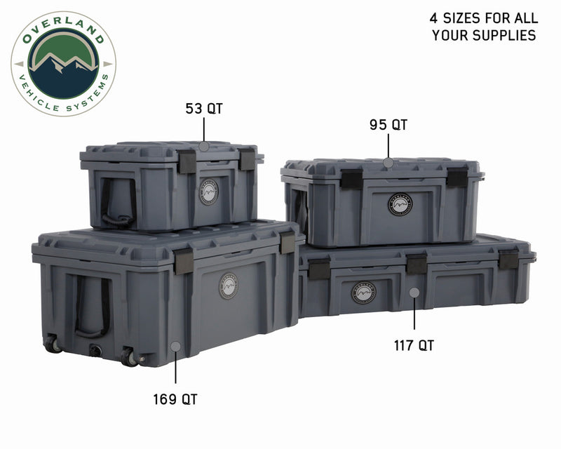 Load image into Gallery viewer, D.B.S. - Dark Grey 53 QT Dry Box with Drain, and Bottle Opener - Vamoose Gear
