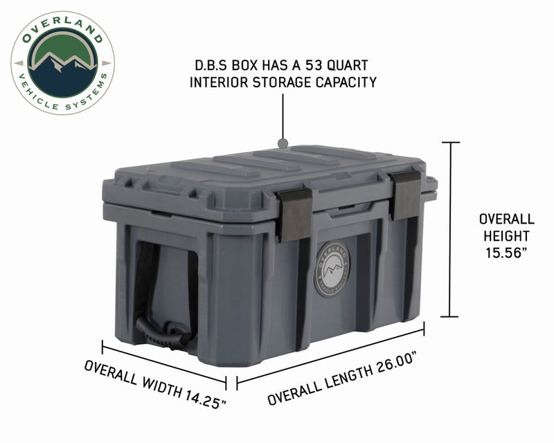 Load image into Gallery viewer, D.B.S. - Dark Grey 53 QT Dry Box with Drain, and Bottle Opener - Vamoose Gear
