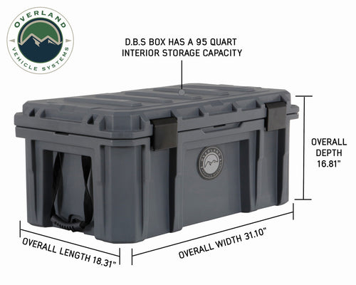 D.B.S. - Dark Grey 95 QT Dry Box With Drain and Bottle Opener - Vamoose Gear