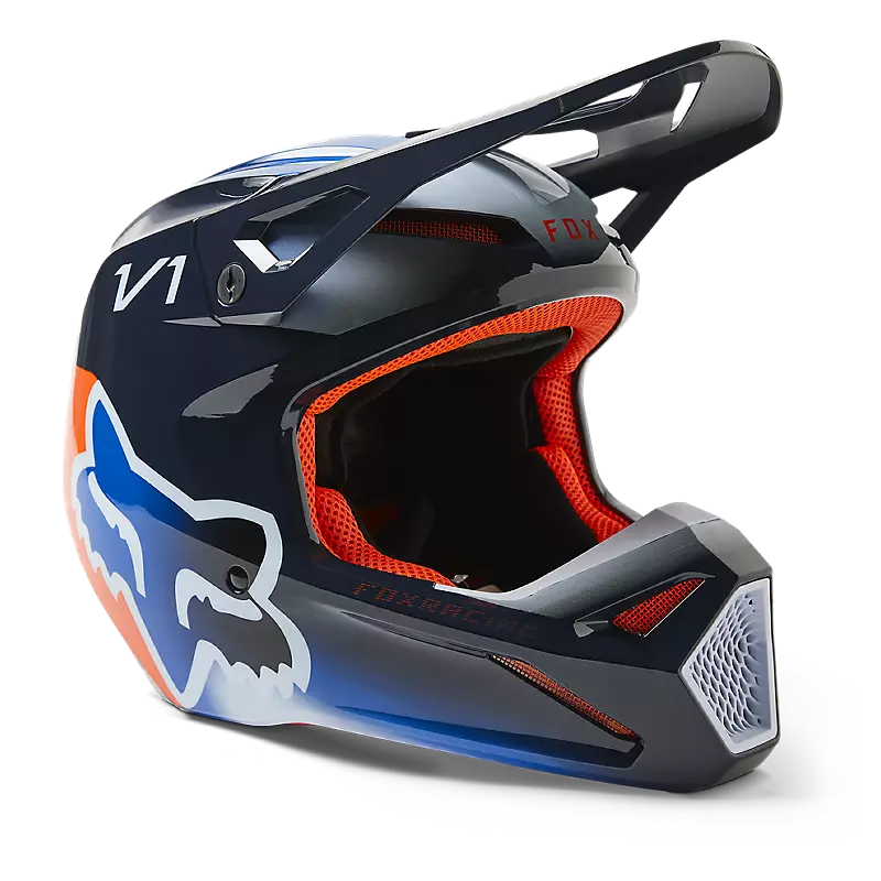 Load image into Gallery viewer, Fox Racing V1 Toxsyc Helmet - Midnight Blue - Vamoose Gear Helmet
