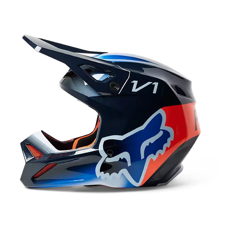 Load image into Gallery viewer, Fox Racing V1 Toxsyc Helmet - Midnight Blue - Vamoose Gear Helmet
