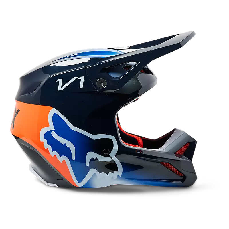 Load image into Gallery viewer, Fox Racing V1 Toxsyc Helmet - Midnight Blue - Vamoose Gear Helmet
