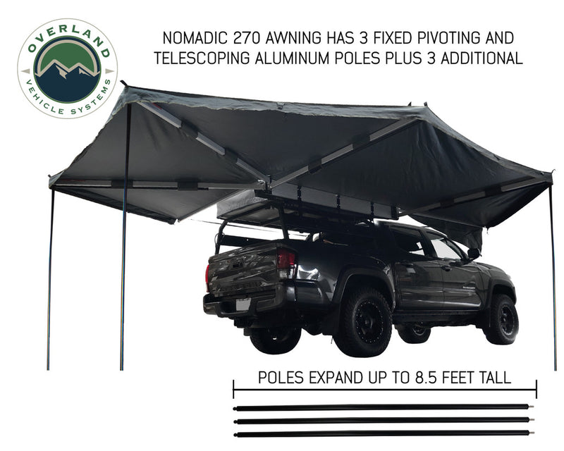 Load image into Gallery viewer, OVS Nomadic Awning 270 Passenger Side - Dark Gray Cover With Black Cover Universal - Vamoose Gear
