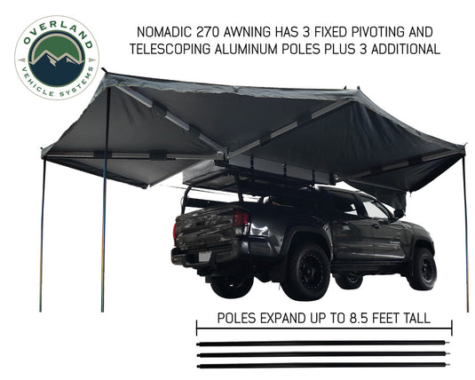 OVS Nomadic Awning 270 Passenger Side - Dark Gray Cover With Black Cover Universal - Vamoose Gear