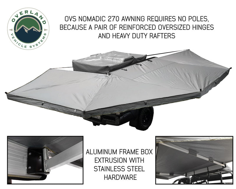 Load image into Gallery viewer, OVS Nomadic Awning 270 Passenger Side - Dark Gray Cover With Black Cover Universal - Vamoose Gear
