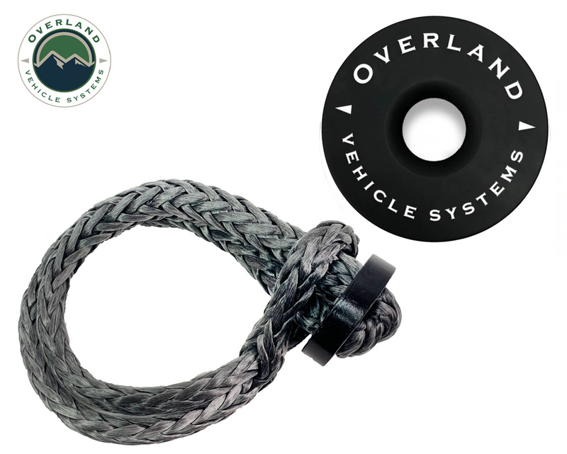 Load image into Gallery viewer, Combo Pack Soft Shackle 5/8&quot; With Collar 44,500 lb. and Recovery Ring 6.25&quot; 45,000 lb. Black - Vamoose Gear
