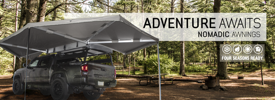 Nomadic 270 LT Awning - Passenger Side 19569907- Dark Gray Cover With Black Cover Universal - Vamoose Gear