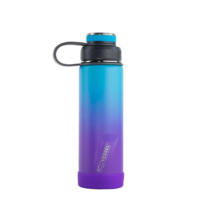 Load image into Gallery viewer, EcoVessel Boulder 20 oz Insulated Water Bottle w/ Strainer - Vamoose Gear Camping Lavender Fields
