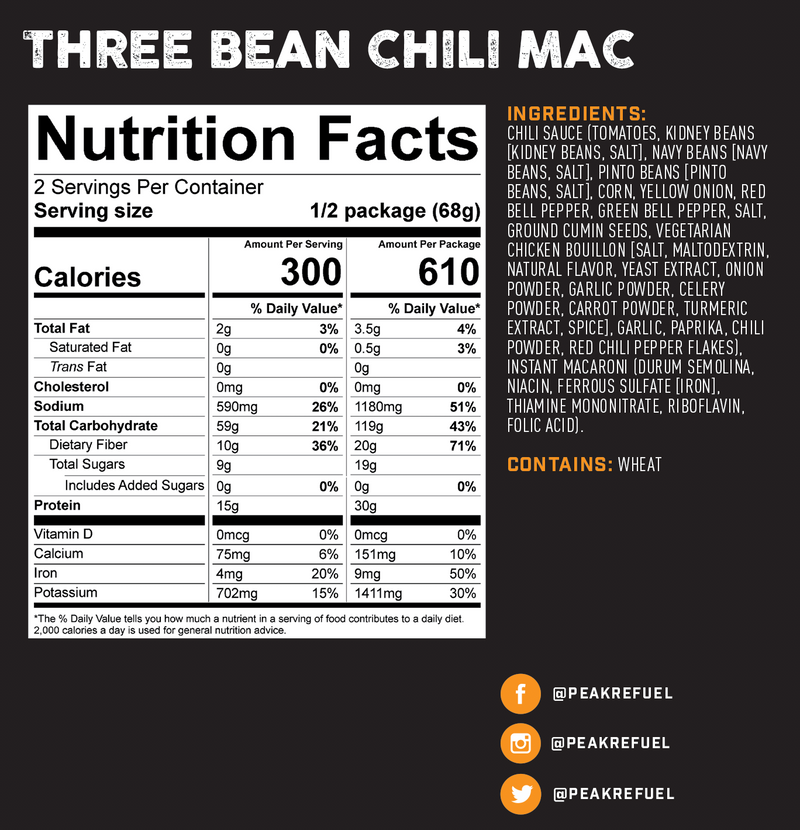 Load image into Gallery viewer, PeakRefuel - Three Bean Chilli Mac *Vegan* - Vamoose Gear Food
