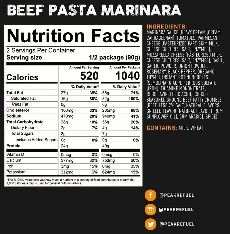 Load image into Gallery viewer, PeakRefuel - Beef Pasta Marinara - Vamoose Gear Food
