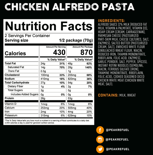 PeakRefuel - Chicken Alfredo - Vamoose Gear Food