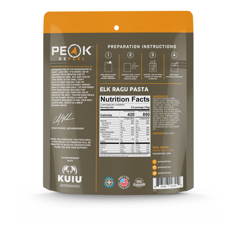 Load image into Gallery viewer, PeakRefuel - Elk Ragu Pasta *Limited Stock* - Vamoose Gear Food
