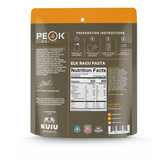 PeakRefuel - Elk Ragu Pasta *Limited Stock* - Vamoose Gear Food