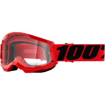 Load image into Gallery viewer, 100% Strata 2 Junior Goggles - Vamoose Gear Eyewear Red/Clear Lens
