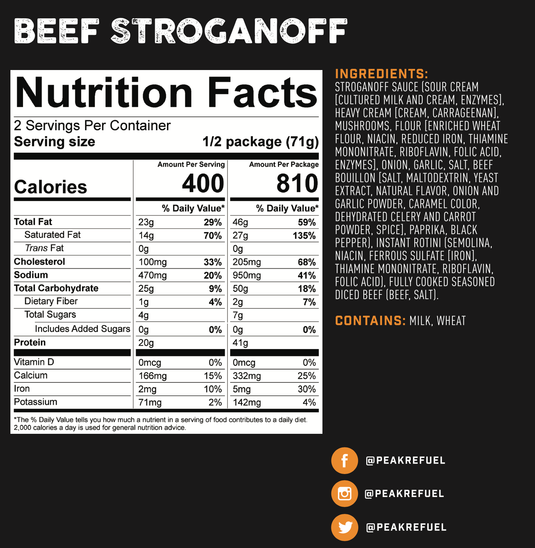 PeakRefuel - Beef Stroganoff - Vamoose Gear Food