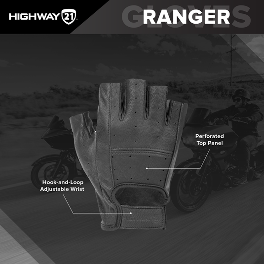 Highway 21 Ranger - Fingerless Glove Black - Vamoose Gear Apparel